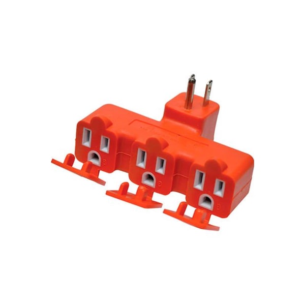 Gogreen Extension Cord Adapter, Outdoor, 3 Outlets, Orange GG-03431OR - main